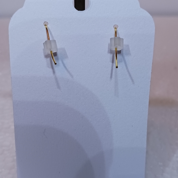 Earrings Enameled Red heart charm & crystals on gold-plated wire ring & earwire. - Picture 4 of 6